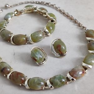 Vintage Coro Faux Jade Set